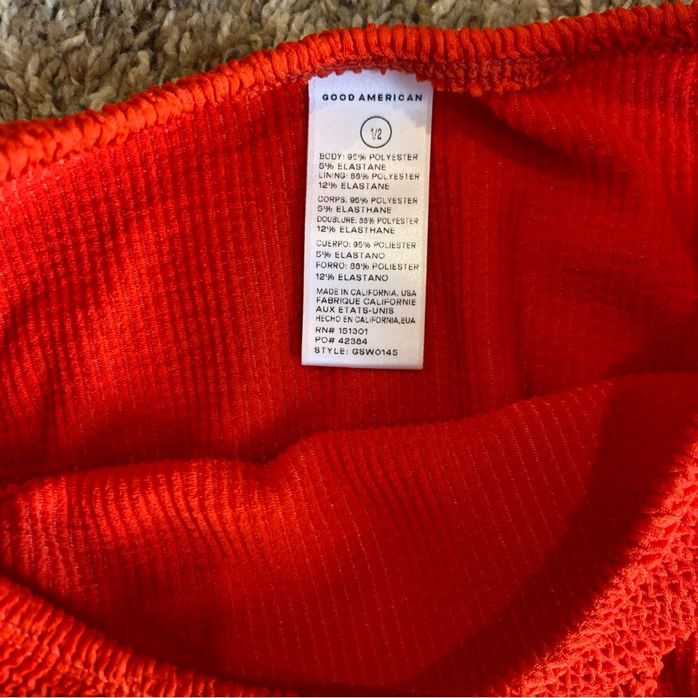 Good American Crinkle Textured Bikini Red Size 1/2 - Picture 3 of 11